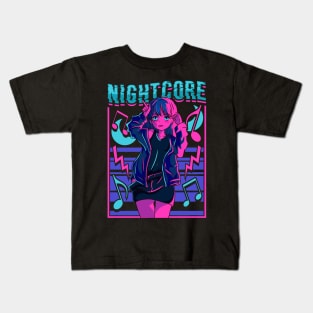 Nightcore Japanese Music Anime Aesthetic Manga EDM Kids T-Shirt